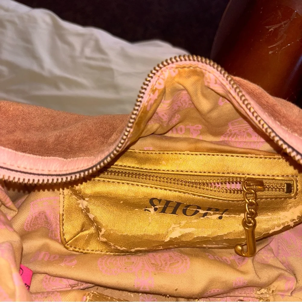 Vintage Y2K juicy couture terry cloth shoulder bag brown and pink